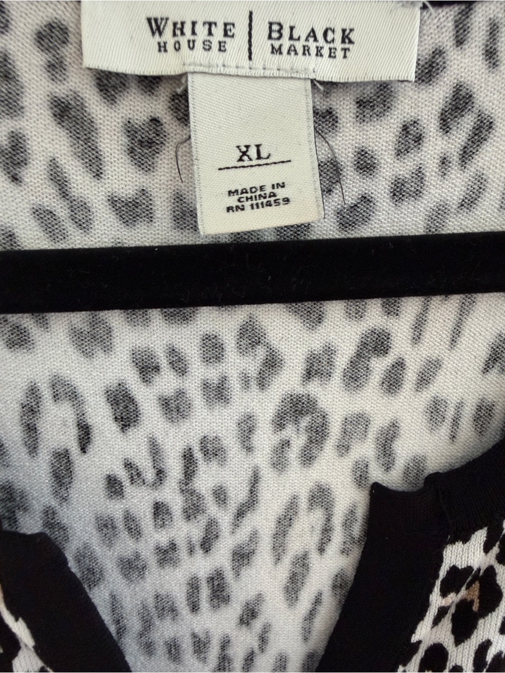 White House Black Market Black, White & Taupe Leopard-Print Cardigan - Picture 3 of 6